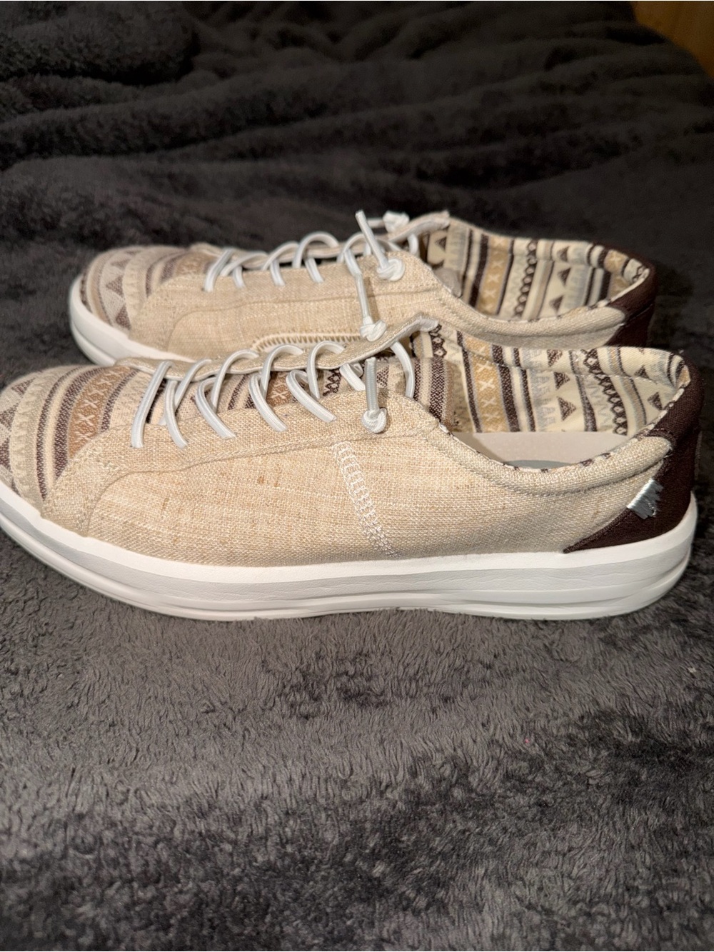 Hey dude Beige Patterned Canvas Sneakers